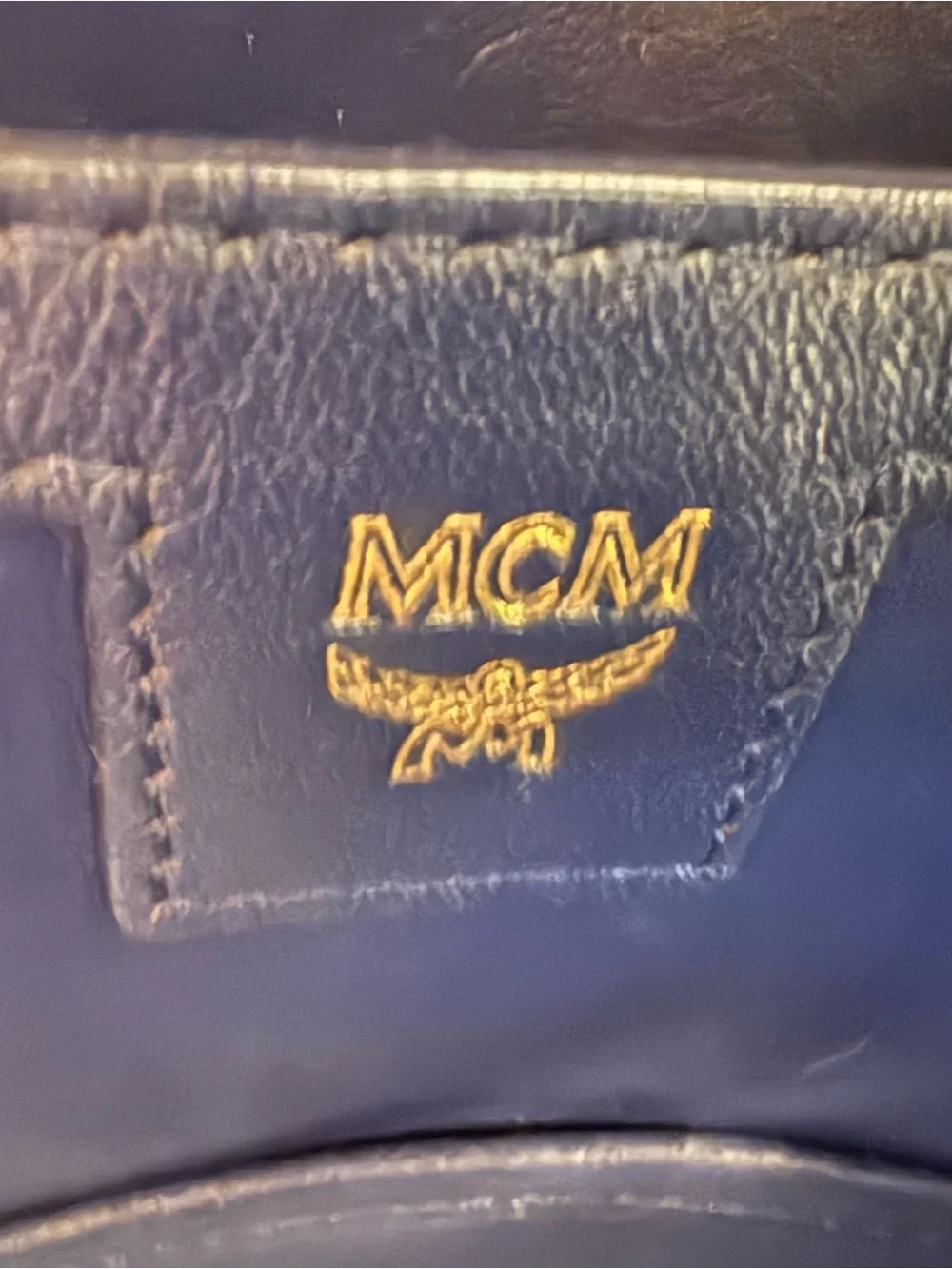 MCM White Logo Print Stark Backpack with Black Accents
